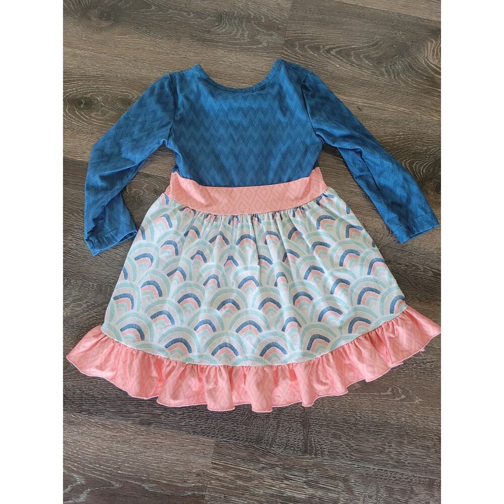 Pete + Lucy Rainbow Toddler Girl Long Sleeve Twirl Dress size 3t #5 - Picture 2 of 3